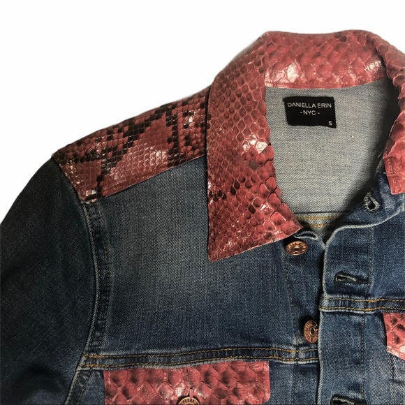 Daniella Erin NYC Python/Denim Jacket Pink/Black s - Picture 7 of 13